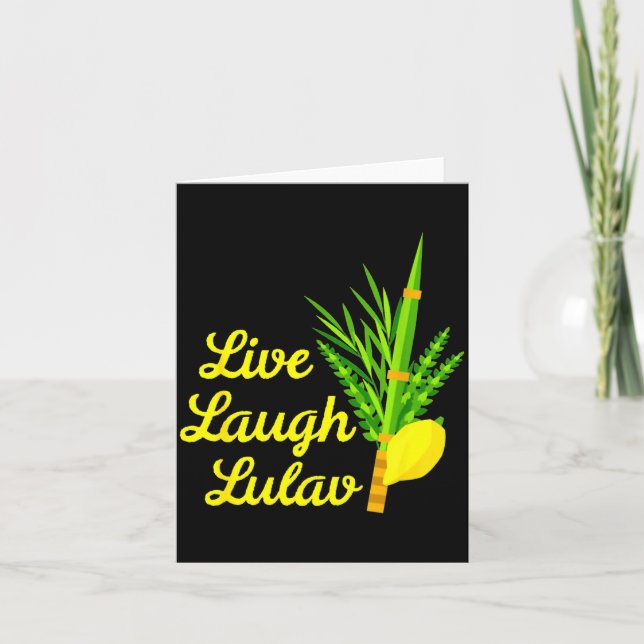 Tarjeta Vive Ríe Lulav Etrog Feliz Sukkot Judío Sukkah  (Anverso)