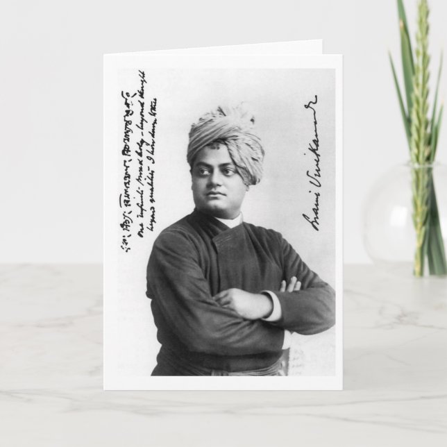 Tarjeta Vivekananda de Swami vintage Foto América 1893 (Anverso)
