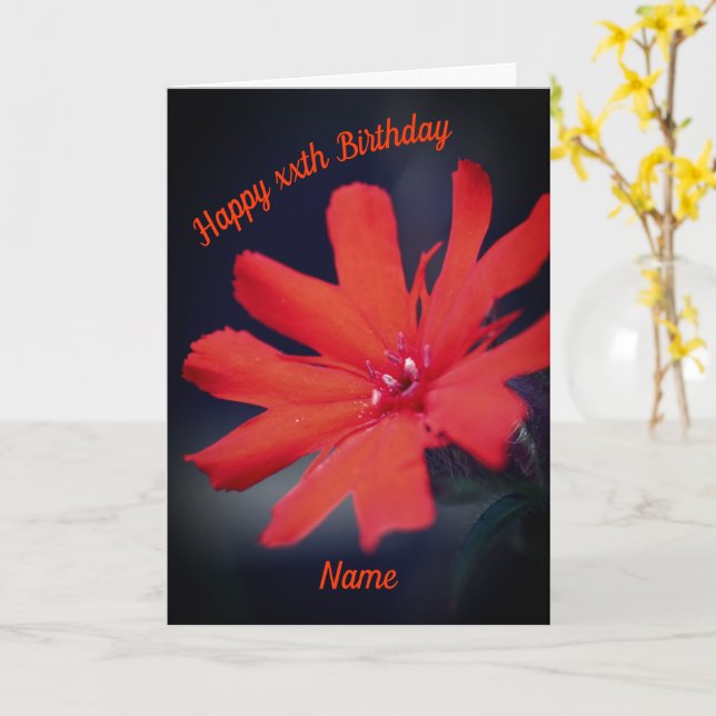 Tarjeta Vivid Naranja Daisy Flower Cumpleaños Personalizad (flor amarilla)