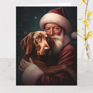 Tarjeta Vizsla con Navidades festivos de Santa Claus