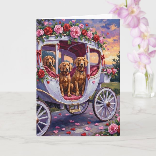 Tarjeta Vizsla Dog Valentine's Day (Orquídea)