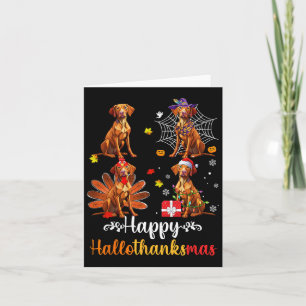 Tarjeta Vizsla Lover Halloween Feliz Navidad Hallo