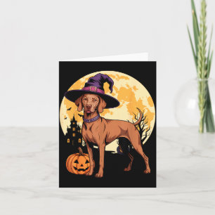 Tarjeta Vizsla Perro Bruja Calabaza Halloween Estético