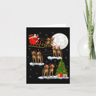 Tarjeta Vizsla Perro Santa Trineo Volador Divertido Mágico