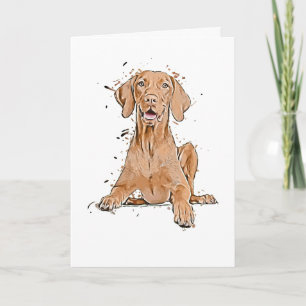 Tarjeta Vizsla Sentado Dibujo Animado