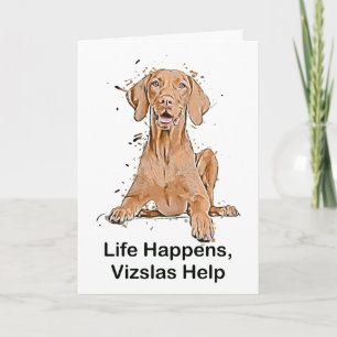 Tarjeta Vizslas Ayudan Cartoon de la Vida