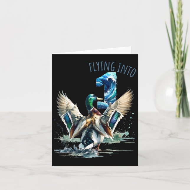 Tarjeta Volando a la caza del pato 1 Fiesta de cumpleaños  (Anverso)