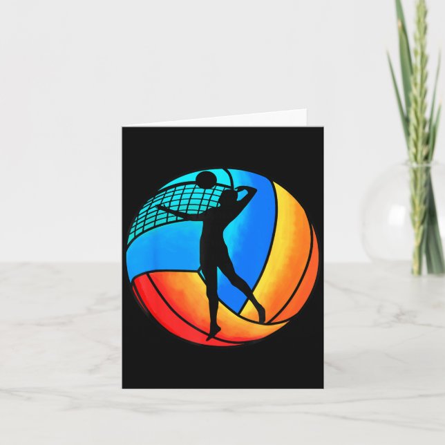 Tarjeta Voleibol de Playa Vintage (Anverso)