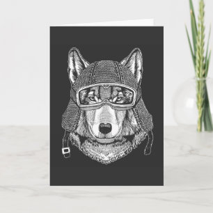 Tarjeta Volf Dog Motorcycle Rider