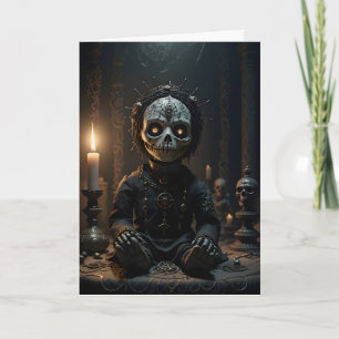 Tarjeta Voodoo Doll Candles Skulls Halloween