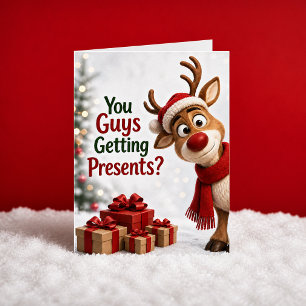 Tarjeta ¿Vosotros Recibís Regalos? Reno Navidad