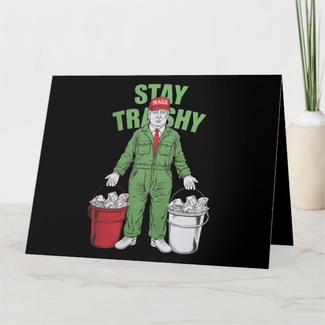 Tarjeta Vota a Trump, un hombre basura, permanece atónito  (Anverso)