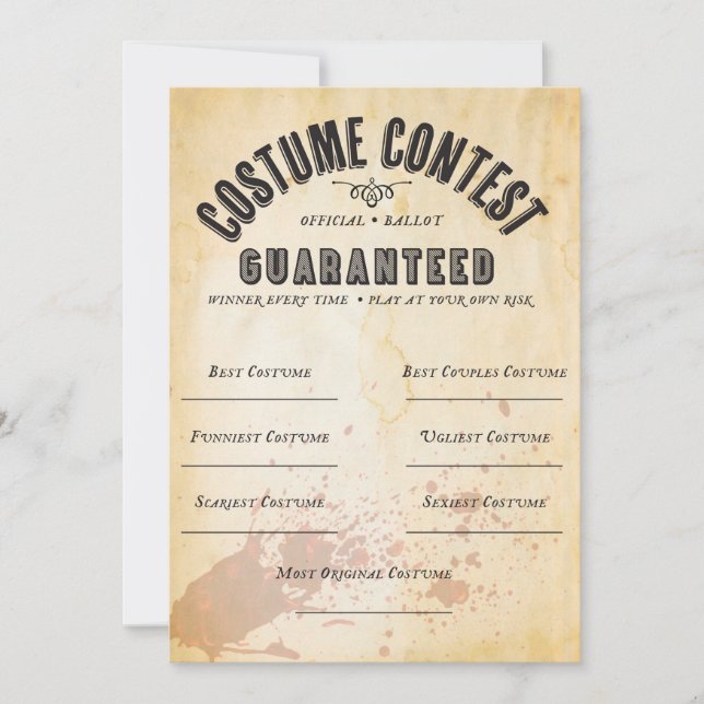 TARJETA VOTACIÓN OFICIAL DE HALLOWEEN COSTUME CONTEST (Anverso)