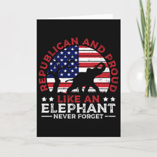 Tarjeta Votante republicano y orgulloso elefante bandera a