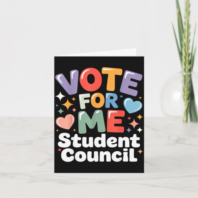 Tarjeta Vote For Me Student Council Vibes School Election  (Anverso)