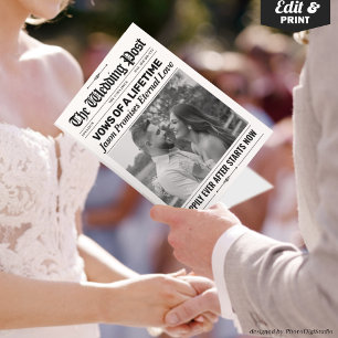 Tarjeta Votos de boda divertidos personalizados Periódico 