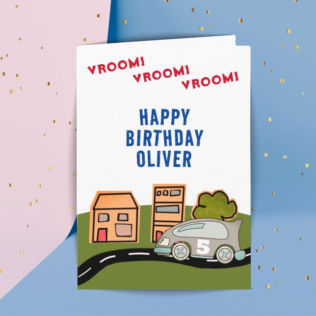 Tarjeta Vroom Carreras Car Road House Feliz cumpleaños (Subido por el creador)