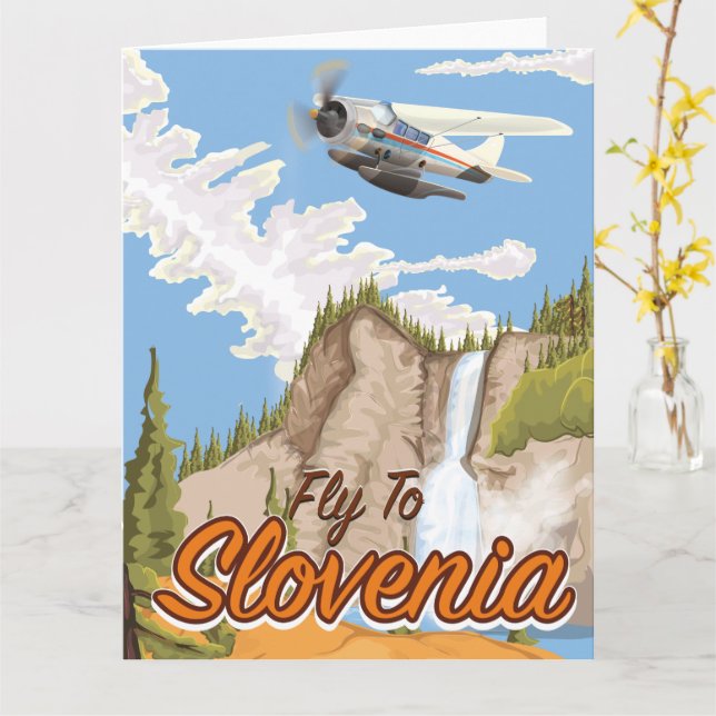Tarjeta Vuela a Eslovenia (flor amarilla)
