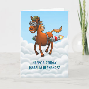 Tarjeta Vuelo de cumpleaños de Rocket Pony