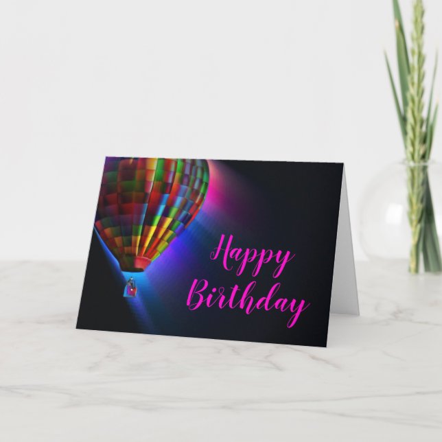 Tarjeta Vuelo mágico negro y cumpleaños caliente (Anverso)