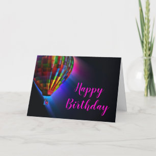Tarjeta Vuelo Mágico Negro y Cumpleaños Caluroso