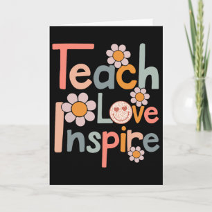 Tarjeta Vuelta Al Colegio Enseñar Amor Inspirar Retro Prof