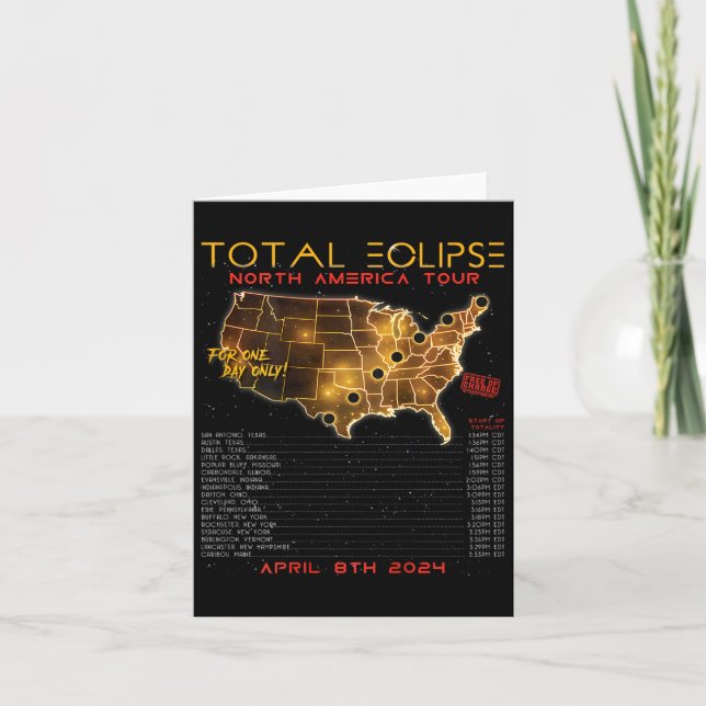 Tarjeta Vuelta) Total del Eclipse Solar 2024 North America (Anverso)