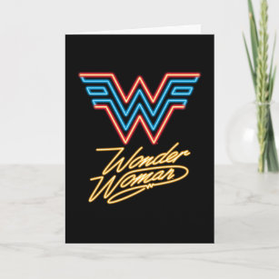 Tarjeta W84   Logotipo de luz neón de la mujer maravilla