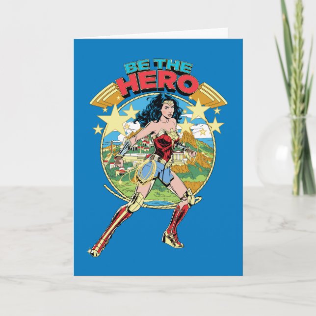 Tarjeta W84 | Themyscira Wonoman Retro Comic Art (Anverso)