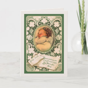 Tarjeta w/angel del día de St Patrick y verso