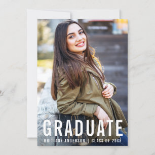 Tarjeta W de Invitación de foto de graduación de G