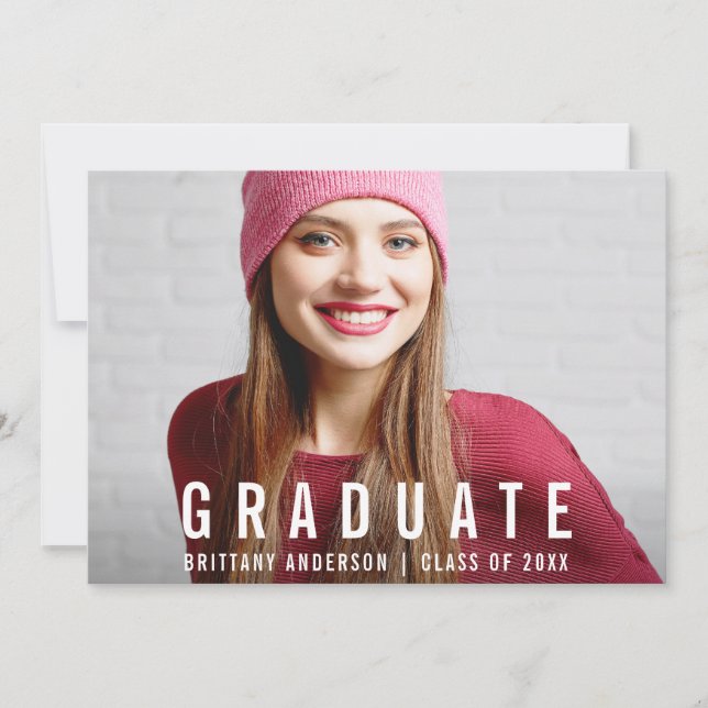 Tarjeta W de Invitación de foto de graduación mode (Anverso)