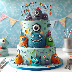TARJETA WACKY MONSTERS DECORACIÓN DE NIÑOS CUMPLEAÑOS