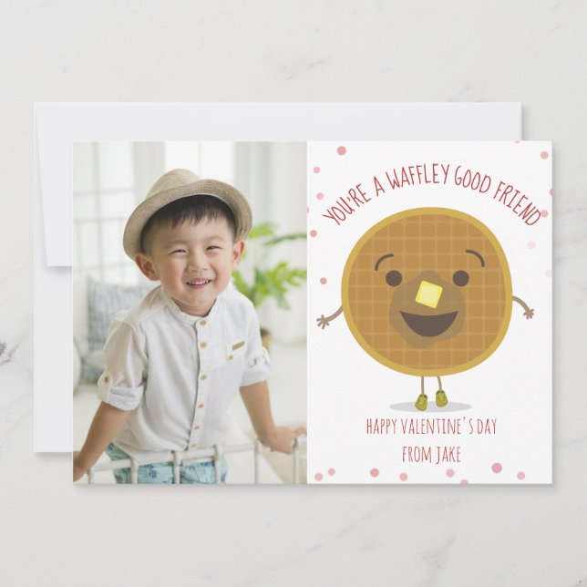 Tarjeta Waffle Good Friend Photo Classroom Valentine (Anverso)