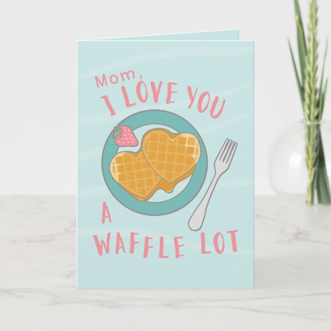 Tarjeta Waffles con corazón diseño personalizado para el D (Anverso)
