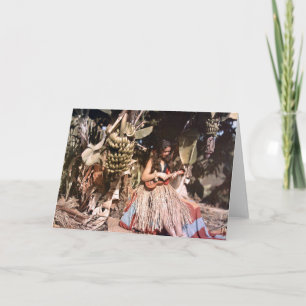 Tarjeta Wahine Hula Chica Ukulele