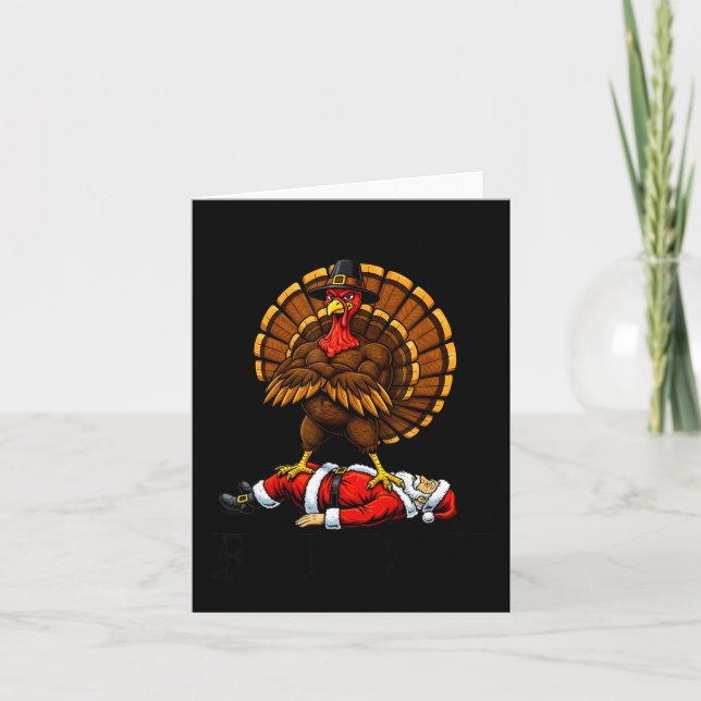 Tarjeta Wait Your Turn Fat Boy Turkey And Santa Sign  (Anverso)