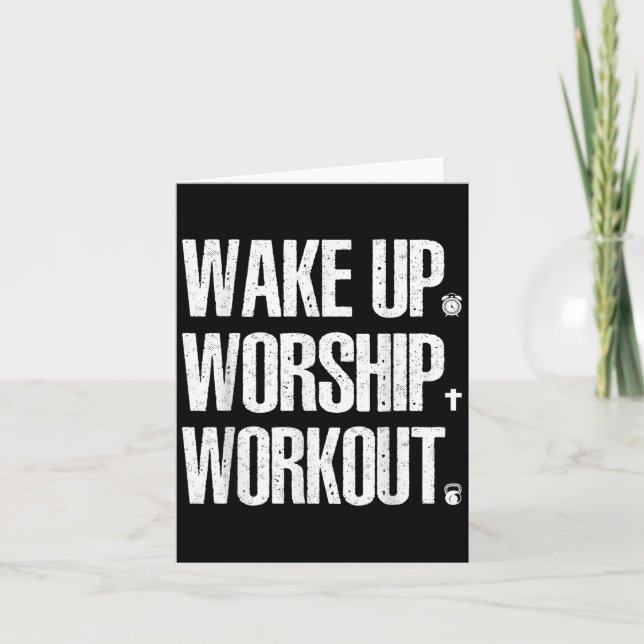 Tarjeta Wake Up Worship Workout Lovers Faith Christian Wom (Anverso)
