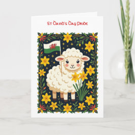 Tarjeta Wales Follower Cute Lamb Surrounded By Daffodils