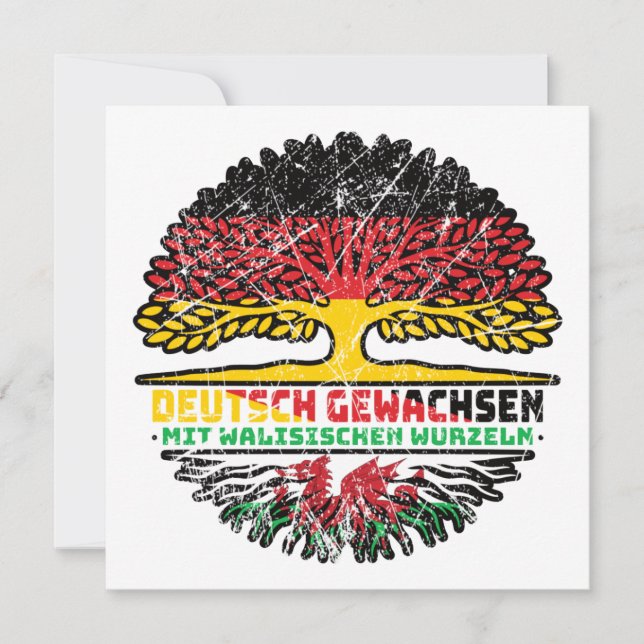 Tarjeta Wales Walisisch Deutsch Deutschland Baum Wurzel (Anverso)