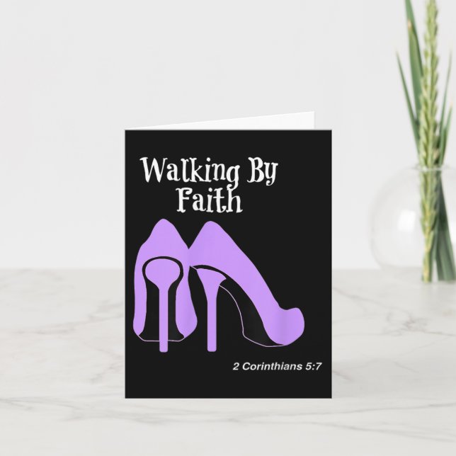 Tarjeta Walk By Faith Graphic Christian Design With Purple (Anverso)