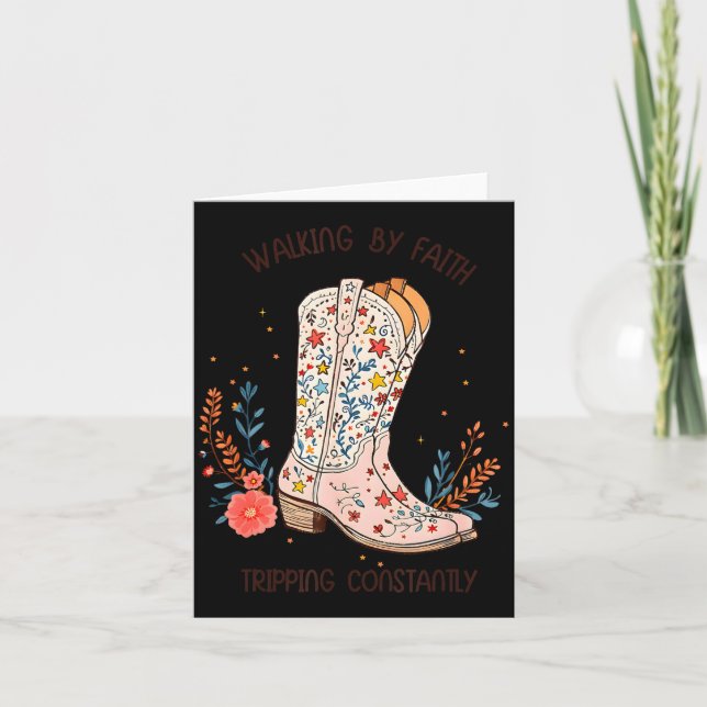 Tarjeta Walking By Faith Tripng Constantly Christian Weste (Anverso)