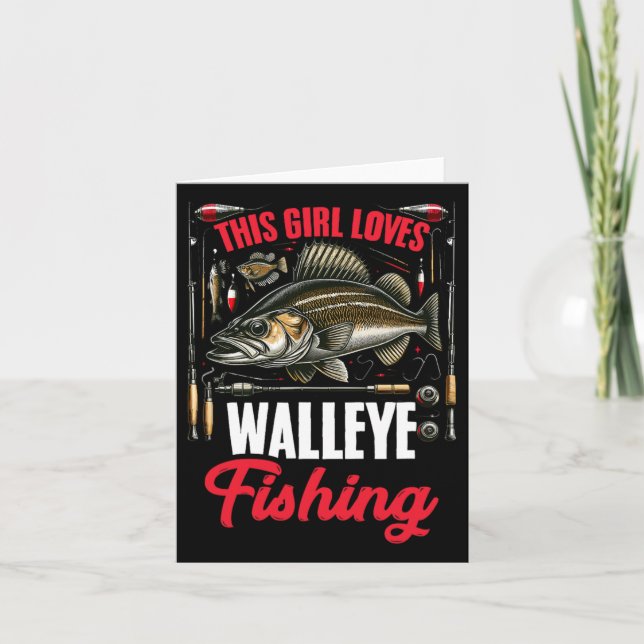 Tarjeta Walleye Hunting Fish Angler A este Chica le encant (Anverso)