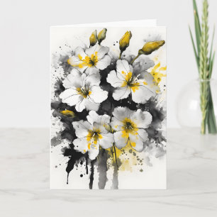 Tarjeta Wallflower - Flores acuarela