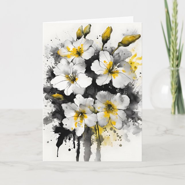 Tarjeta Wallflower - Flores acuarela (Anverso)