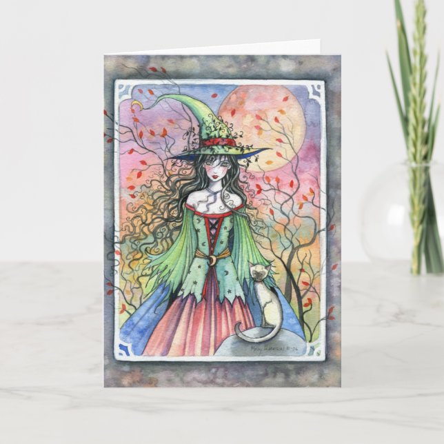Tarjeta Walloween Wiccan Siamese Halloween (Anverso)