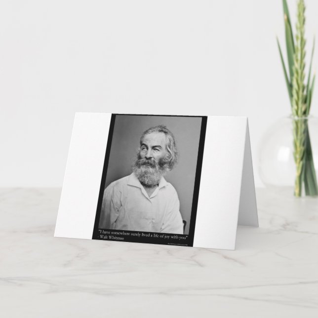 Tarjeta Walt Whitman Joy With You Love Cita Mugs Tees etc (Anverso)