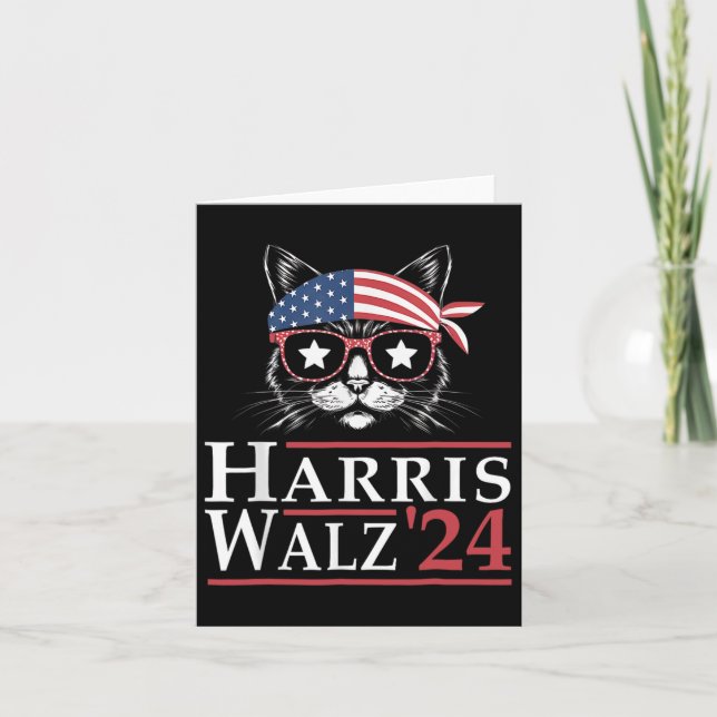Tarjeta Walz 2024 Funny Cat Election Kamala Harris Tim Wal (Anverso)