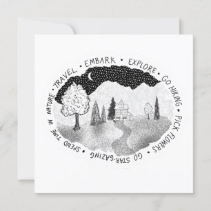 Tarjeta Wanderlust para amantes de la naturaleza y