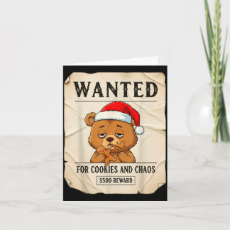 Tarjeta Wanted For Cookies And Chaos Funny Bear Christmas